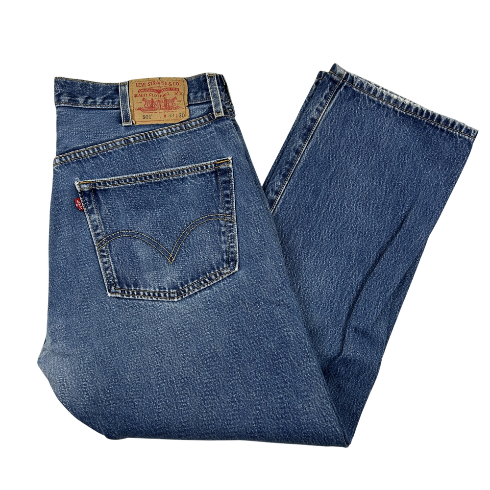 Vintage Levis 501-0115 Jeans Mens 36x29 Button Fly Medium Wash Y2K 2000s Denim